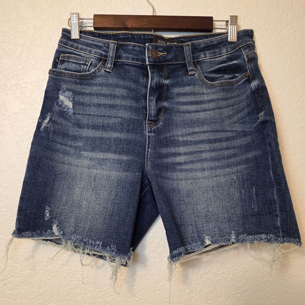 Judy Blue Distressed Bermuda Shorts Medium JB150051 Frayed Hem